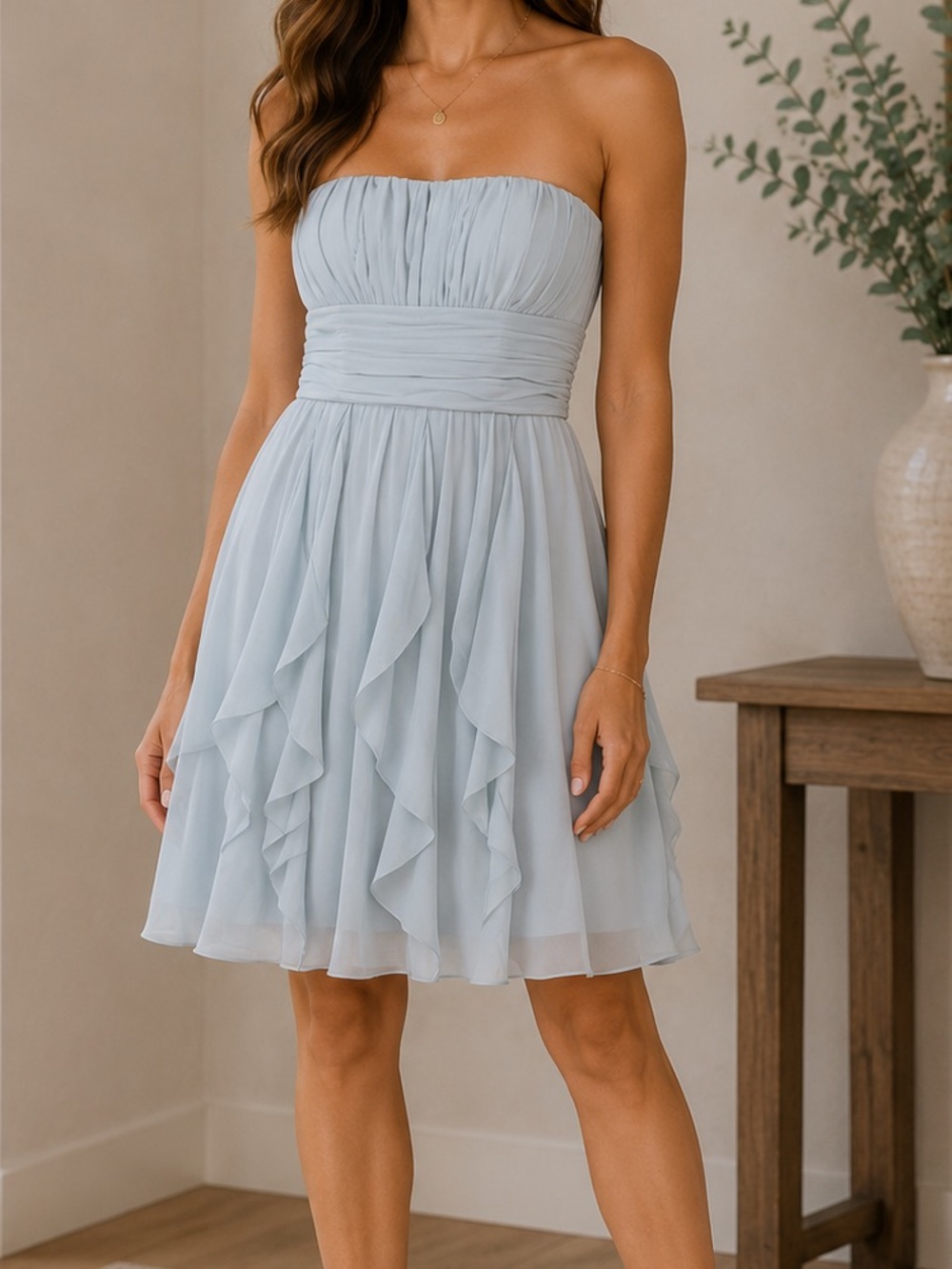 David's Bridal Crinkle Chiffon Dress nwt